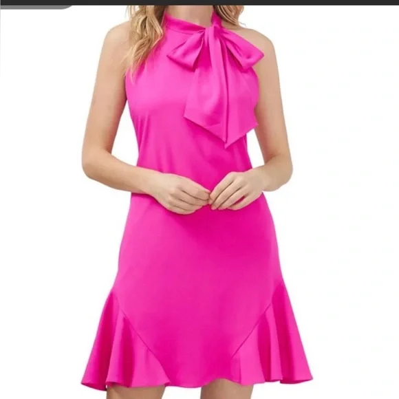 CeCe | Dresses | Nwt Cece Brand Pink Halter Bow Tie Dress Xl | Poshmark